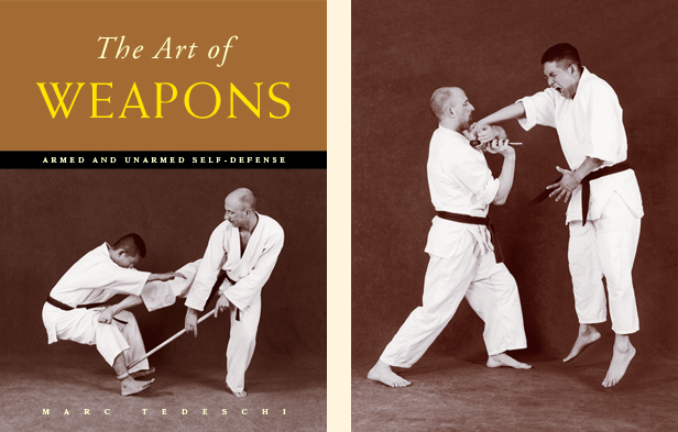 Sample pages from 'The Art of Weapons'; armed and unarmed self-defense involving common weapons; one in a series of remarkable books that provide an in-depth look at the core concepts and techniques shared by a broad range of martial arts styles. Contains over 350 practical techniques organized into in-depth chapters on the knife, short-stick, staff, cane, rope, common objects, and defense against handgun.